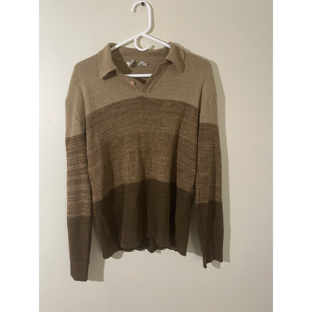Vintage Brown‎ Polo Sweater Grandpa Grunge Kurt Cobain That 70's Show Men's XL